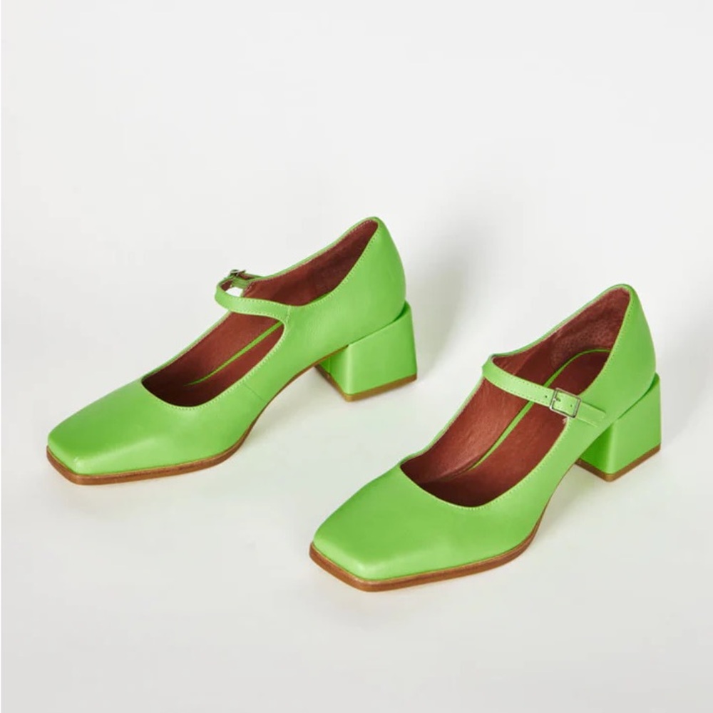 Intentionally Blank Christopher Mary Jane Block Heels Lime Green Size 7
